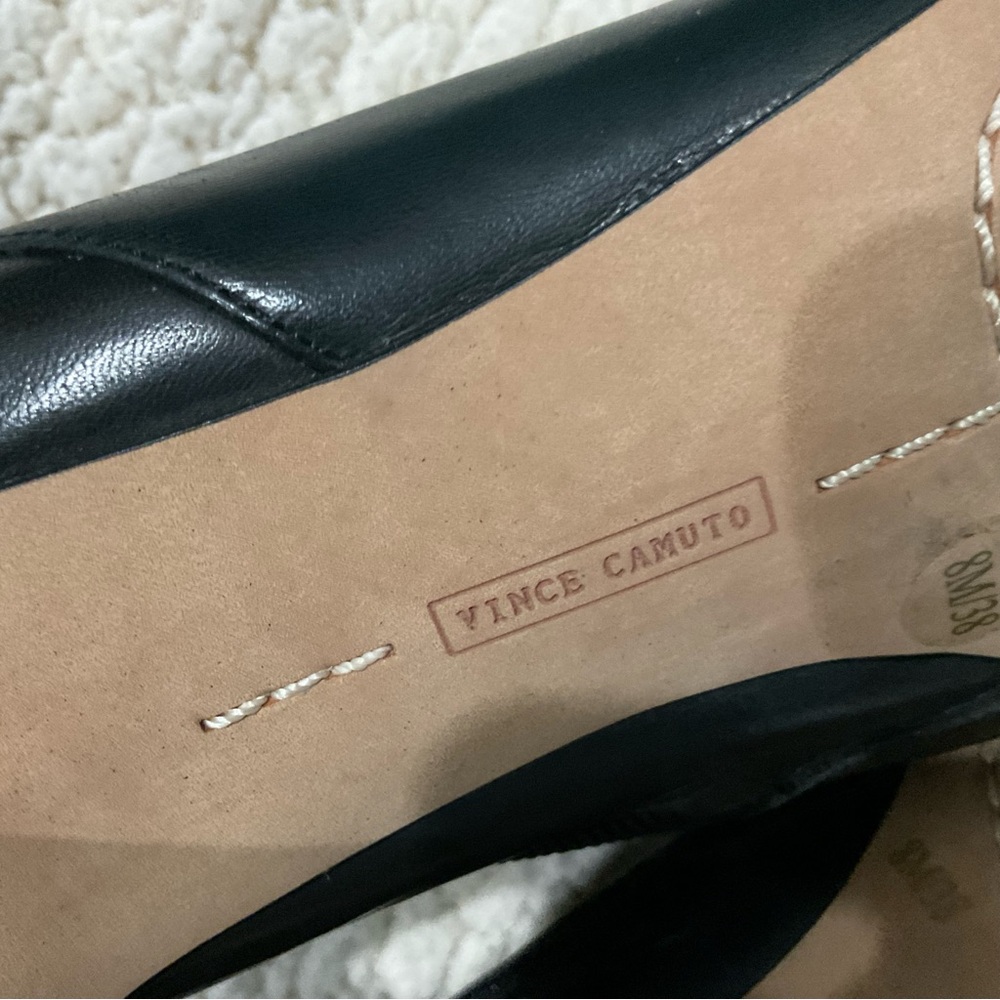 Vince Camuto Black Leather Pointed-Toe Ankle Booties - Picture 3 of 8